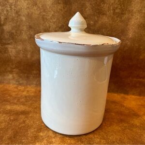 Ceramic Jar with Lid Pier 1 made in Italy crock EUC kitchen storage cream